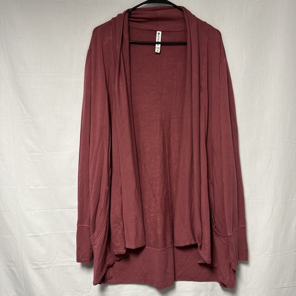 Athleta Sweaters - Athleta Women's XL Maroon Pranayama Restore Wrap Cardigan Ribbed Boho Flowy Chic